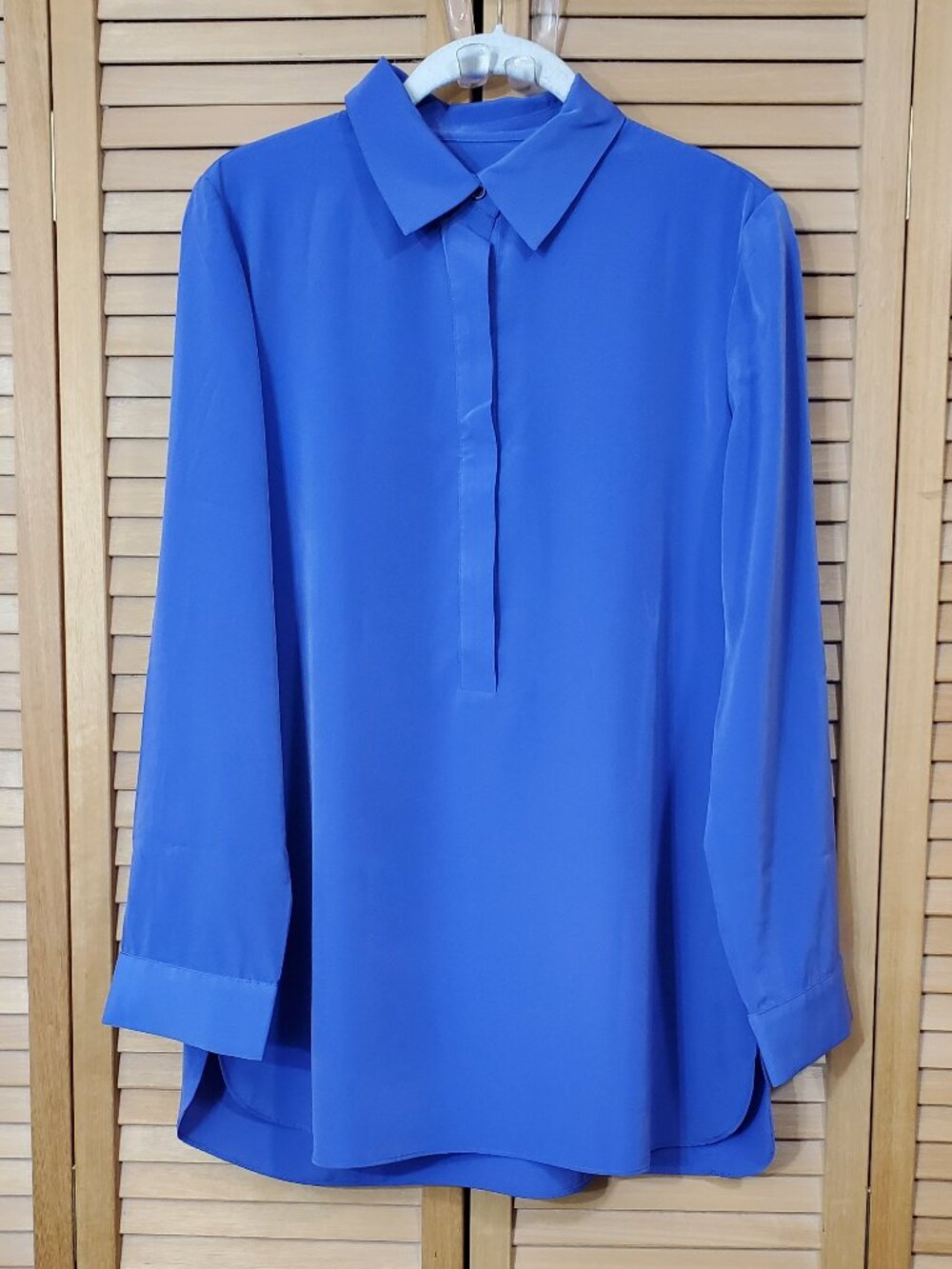 Chico's Blue Half Placket Long Sleeve Popover Tunic Top Size 0 (4)